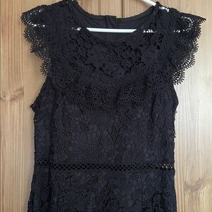 Black Lacy Lined Cocktail Party Dress GUC L